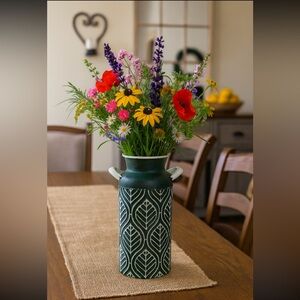 Col House Designs Leaf Patterned Metal Vase. 12.5”T